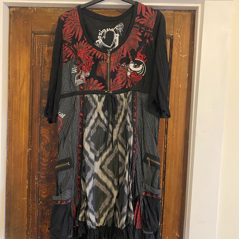 Desigual Black and Red Boho Dress